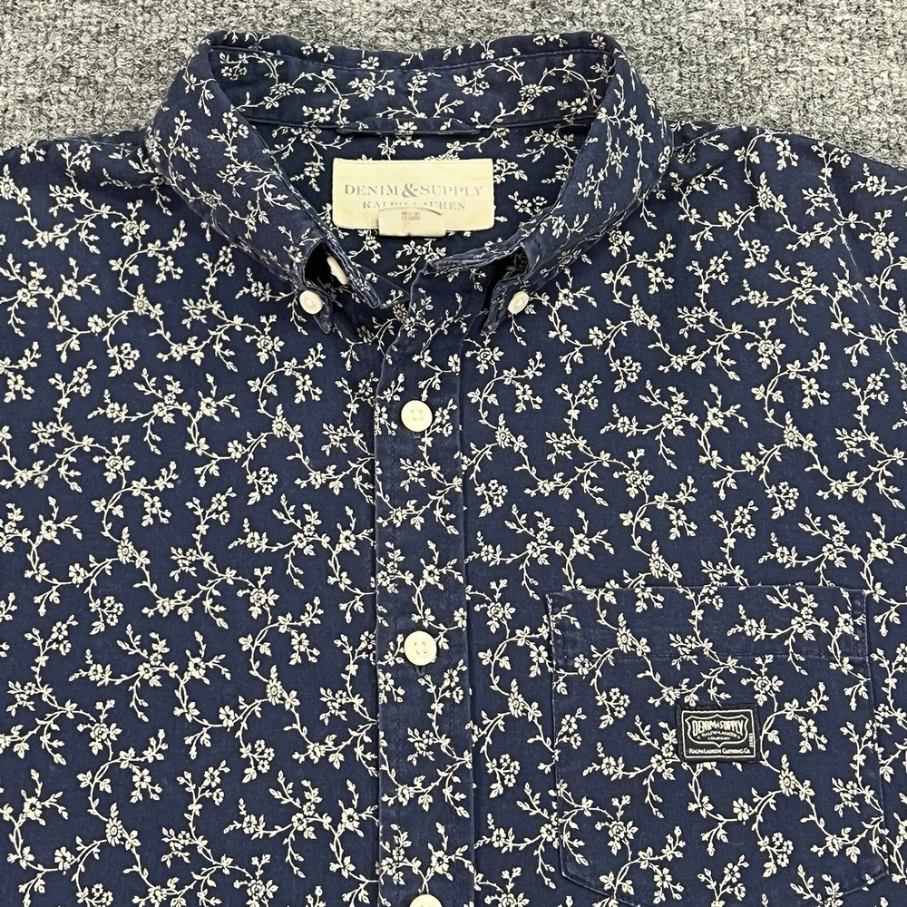 Ralph Lauren Denim & Supply Shirt Mens Medium Blue Floral Tropical